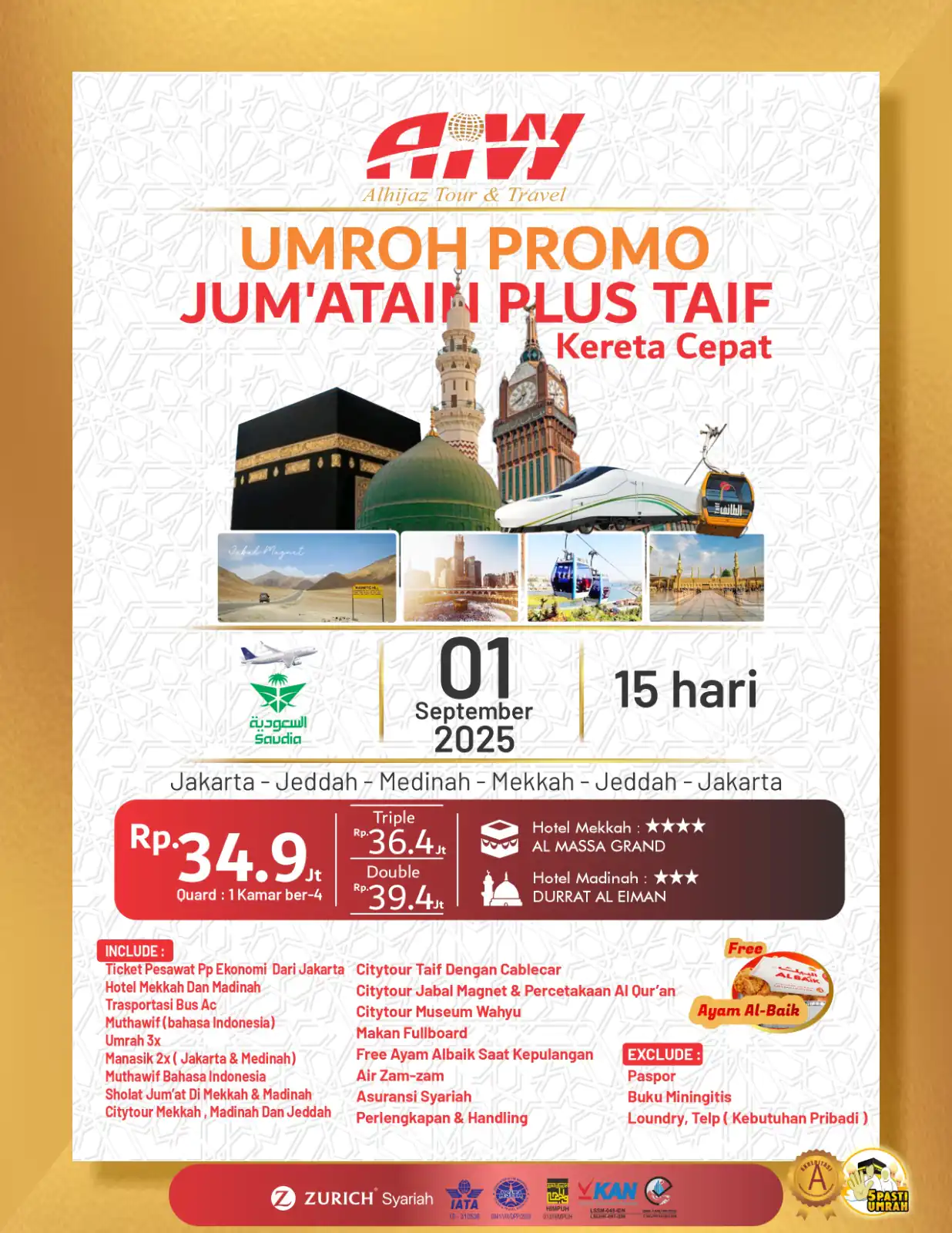 BROSUR PROMO JUM'ATAIN PLUS TAIF 15HR (KERETA CEPAT)