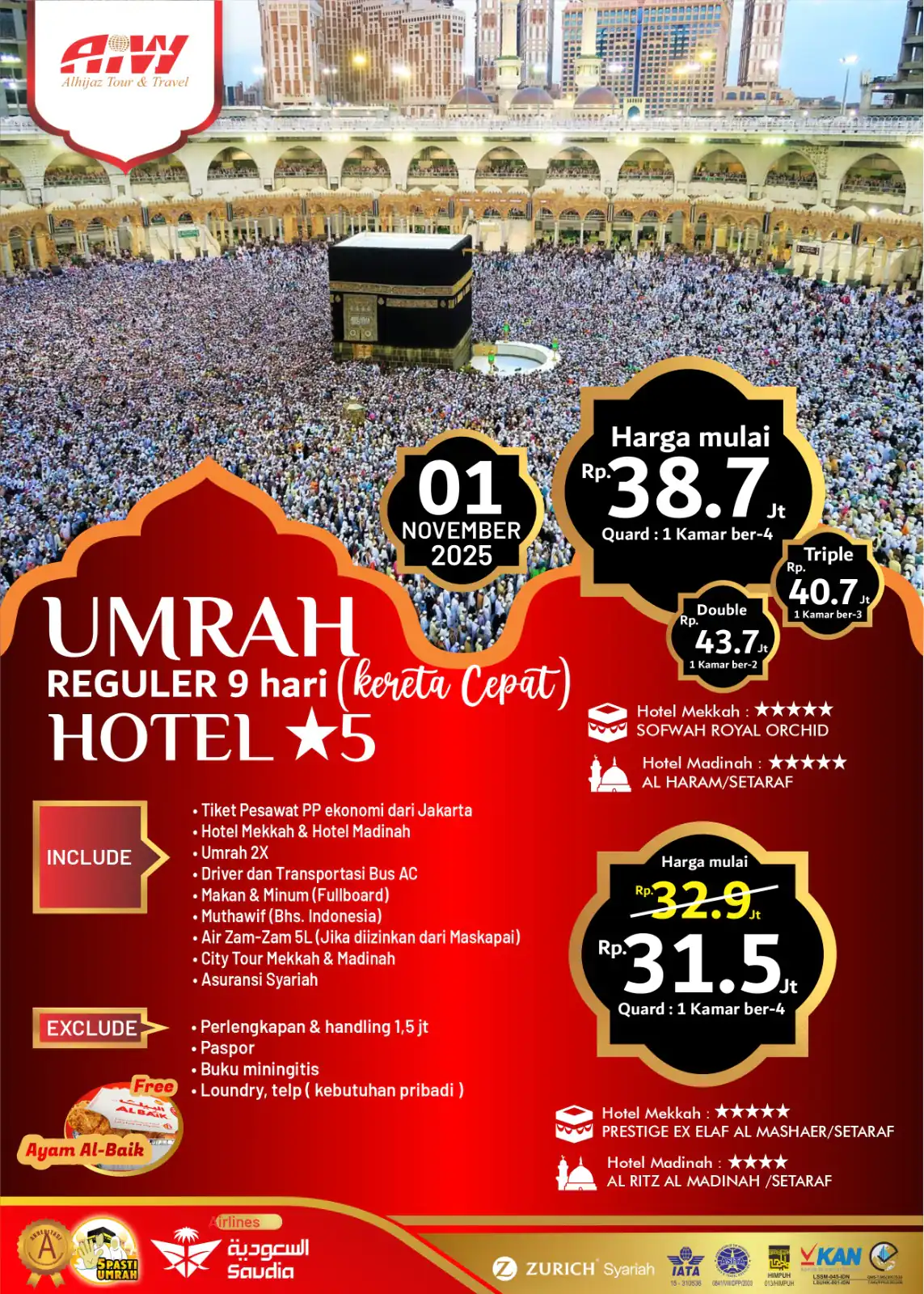 BROSUR REGULER PLUS REDSEA MIX RAHMAH+UHUD  9HR (KERETA CEPAT)